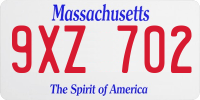 MA license plate 9XZ702