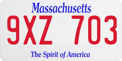 MA license plate 9XZ703