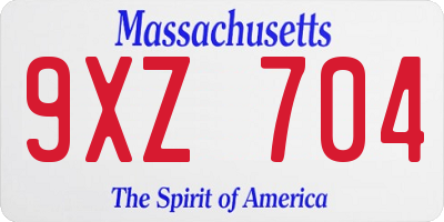 MA license plate 9XZ704