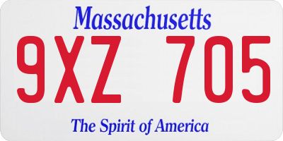 MA license plate 9XZ705