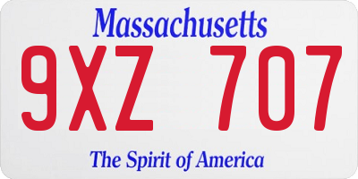 MA license plate 9XZ707