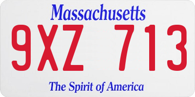 MA license plate 9XZ713