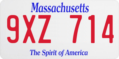 MA license plate 9XZ714