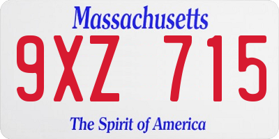 MA license plate 9XZ715