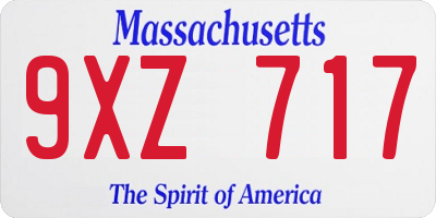 MA license plate 9XZ717