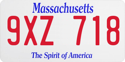 MA license plate 9XZ718