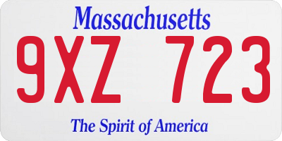 MA license plate 9XZ723