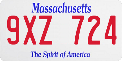 MA license plate 9XZ724