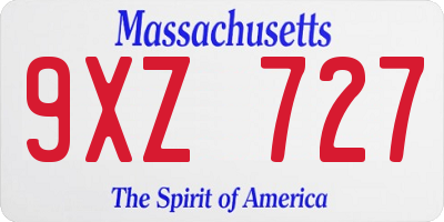 MA license plate 9XZ727