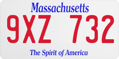 MA license plate 9XZ732