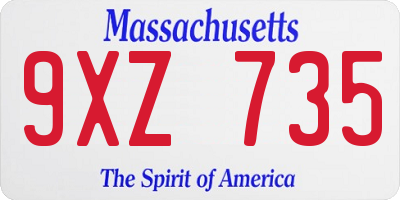 MA license plate 9XZ735
