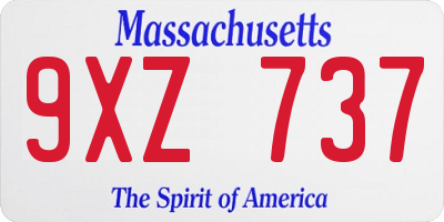 MA license plate 9XZ737