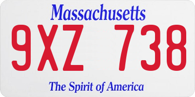 MA license plate 9XZ738