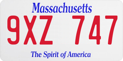 MA license plate 9XZ747