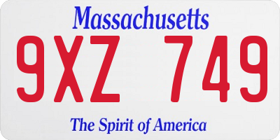 MA license plate 9XZ749