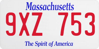 MA license plate 9XZ753