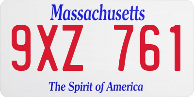 MA license plate 9XZ761