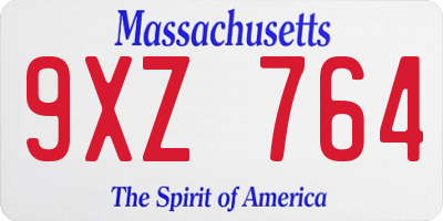 MA license plate 9XZ764