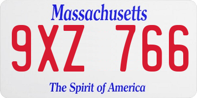 MA license plate 9XZ766