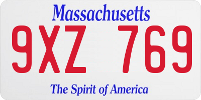 MA license plate 9XZ769