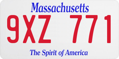 MA license plate 9XZ771