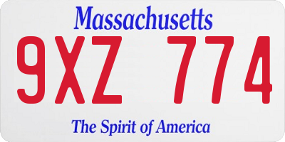 MA license plate 9XZ774