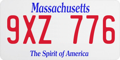 MA license plate 9XZ776
