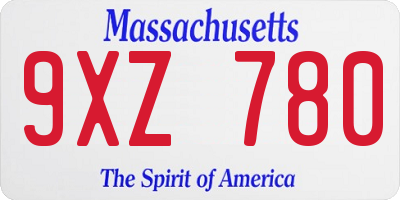 MA license plate 9XZ780