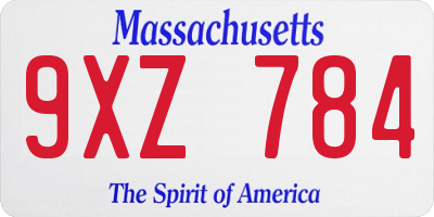 MA license plate 9XZ784