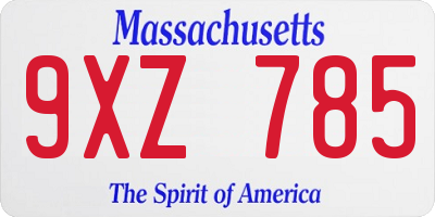 MA license plate 9XZ785