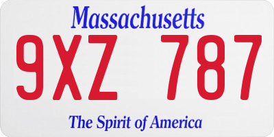 MA license plate 9XZ787