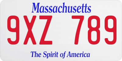 MA license plate 9XZ789