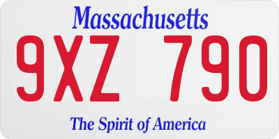 MA license plate 9XZ790