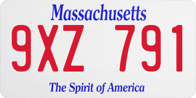 MA license plate 9XZ791