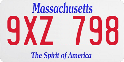 MA license plate 9XZ798