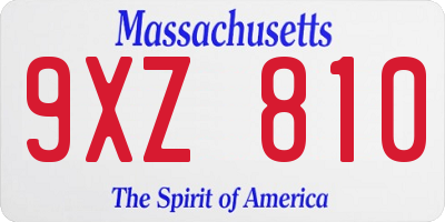 MA license plate 9XZ810