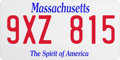 MA license plate 9XZ815