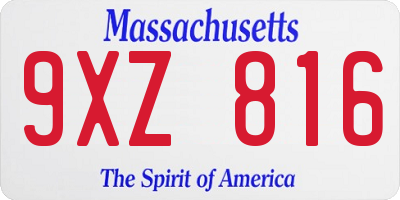 MA license plate 9XZ816