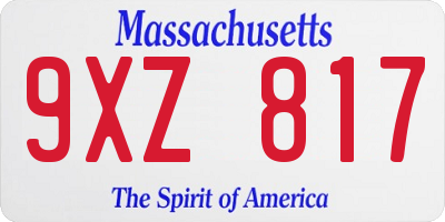 MA license plate 9XZ817