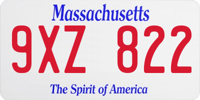 MA license plate 9XZ822