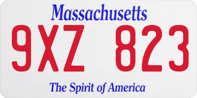MA license plate 9XZ823
