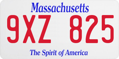 MA license plate 9XZ825