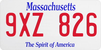 MA license plate 9XZ826