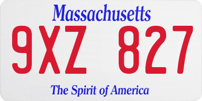 MA license plate 9XZ827