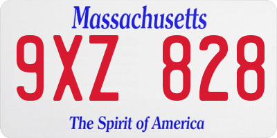 MA license plate 9XZ828