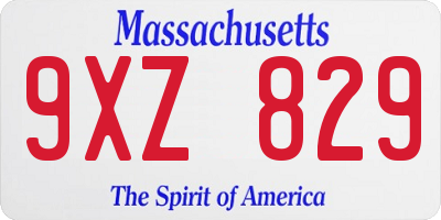 MA license plate 9XZ829
