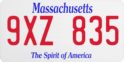 MA license plate 9XZ835