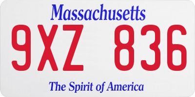 MA license plate 9XZ836