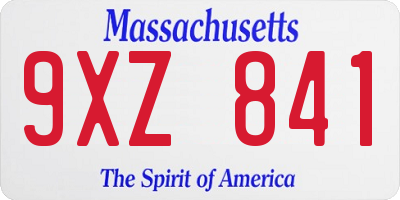 MA license plate 9XZ841