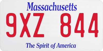 MA license plate 9XZ844